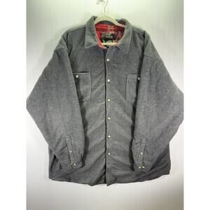 RedHead Fleece-Lined Flannel Plaid Long-Sleeve Shirt for Men - Gray 2XL